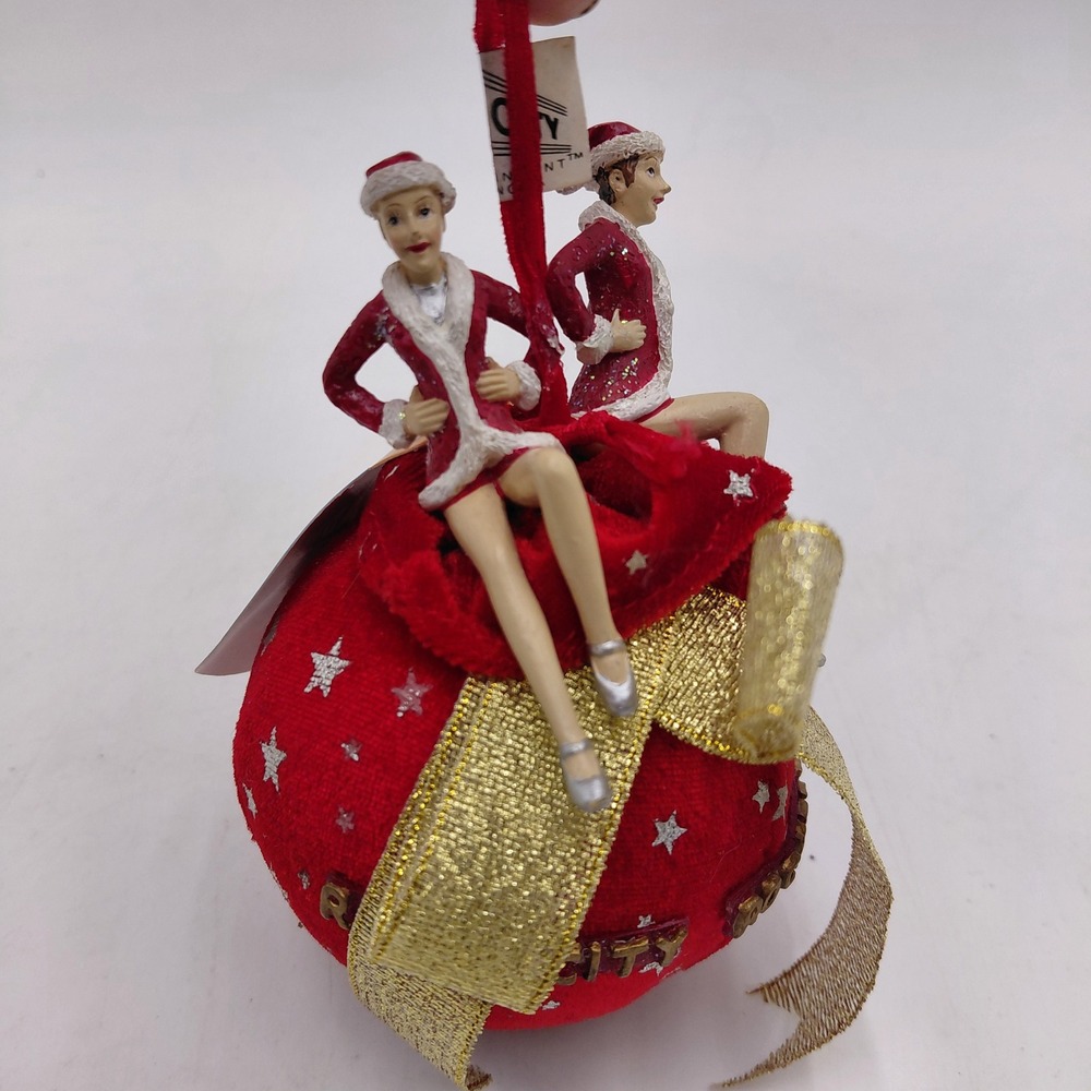 Radio City Rockettes Christmas Spectacular Ornament Red Velvet Gold Bow NYC tags